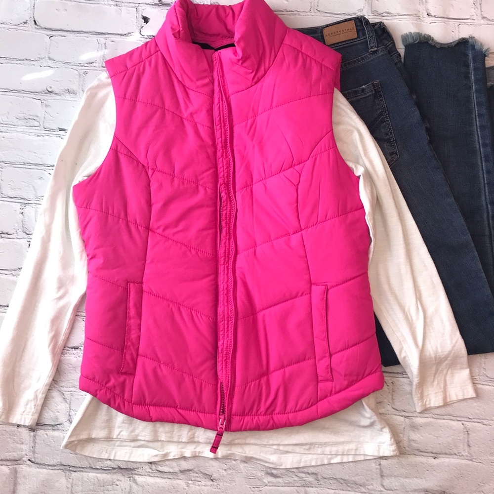 Aeropostale Hot Pink Puffer Vest Medium